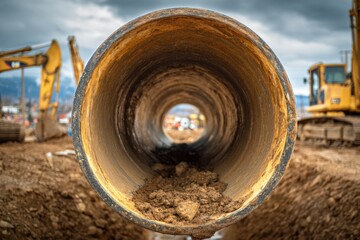 Construction pipeline excavation site ground