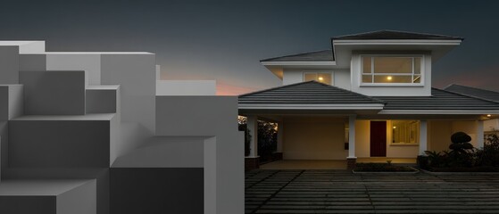 Modern home and abstract shapes