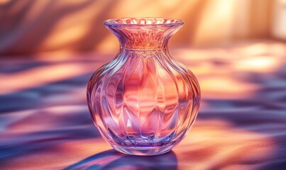 Elegant glass vase in warm light