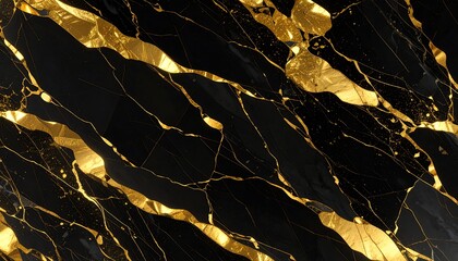 Abstract gold veins on dark marble