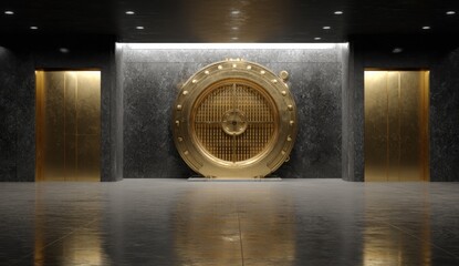 Bank vault door with elevators secure setting