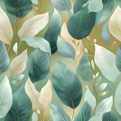 Seamless pattern with leaves Generative AI 