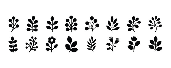 Elegant Collection of Minimalist Leaf and Silhouettes for Nature-Inspired Design Elements