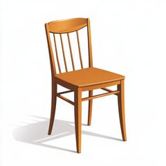 Illustration of a Simple Wooden Chair with a Light Brown Finish