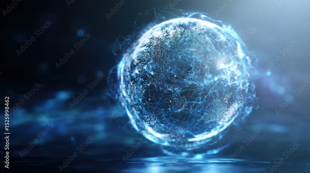 Poster abstract digital representation of earth with glowing network futuristic technology data visualizati
