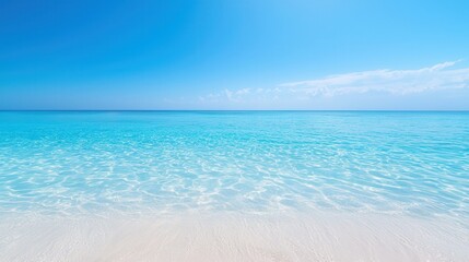 Fototapeta premium summer concept. Vibrant seascape with clear blue water and horizon under a bright sky.