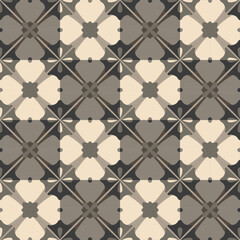 Fototapeta premium Geometric flower patterns, seamless, creamy gray, vector-style, used for wallpapers, fabrics and tiles.