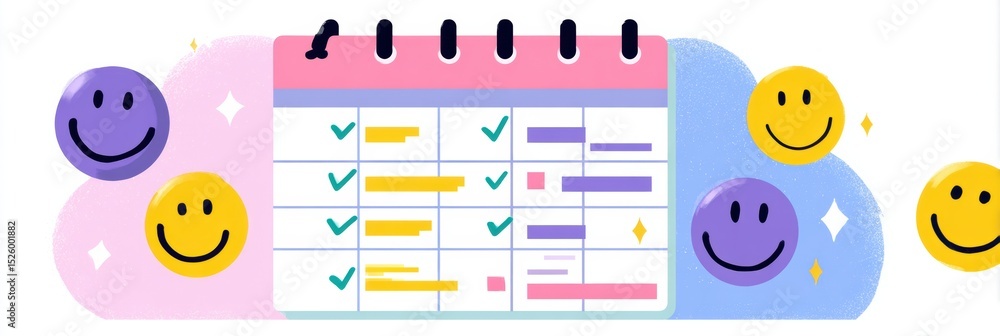 Poster emotional health calendar featuring highlighted positive notes with space for additional entries