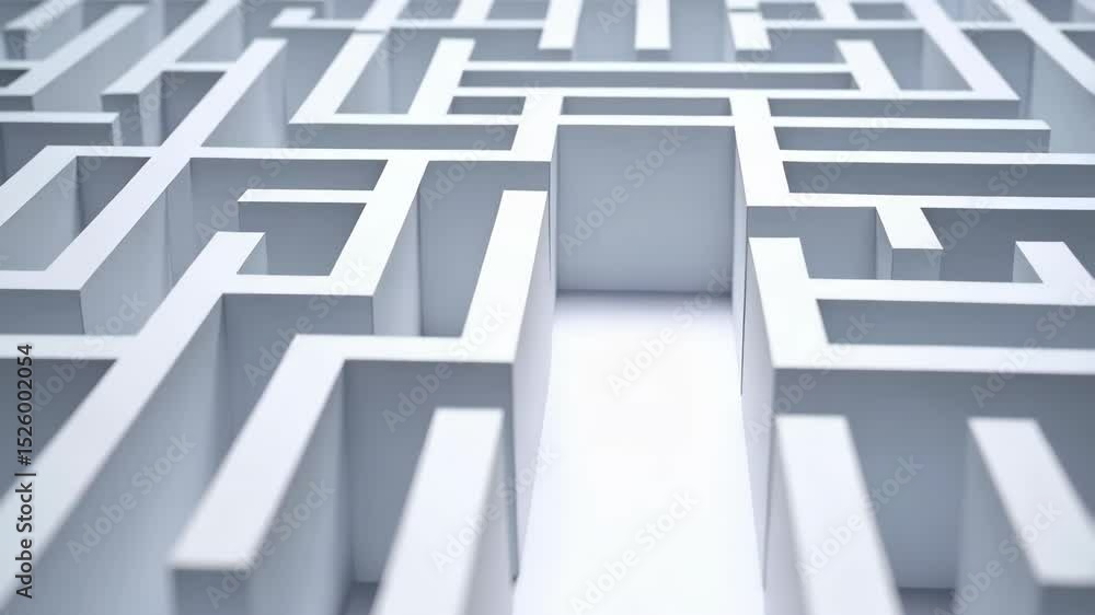 Wall mural elevated view of a complex three-dimensional labyrinth, intricate geometric structure with many inte