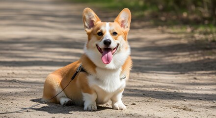 Happy Pembroke Welsh Corgi Dog Smiling Outdoors on a Sunny Day
