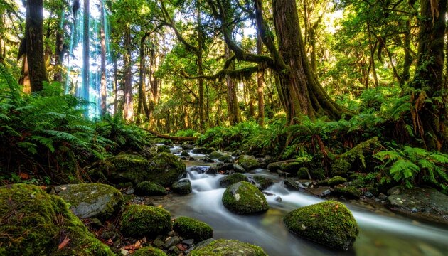 Lush forest stream