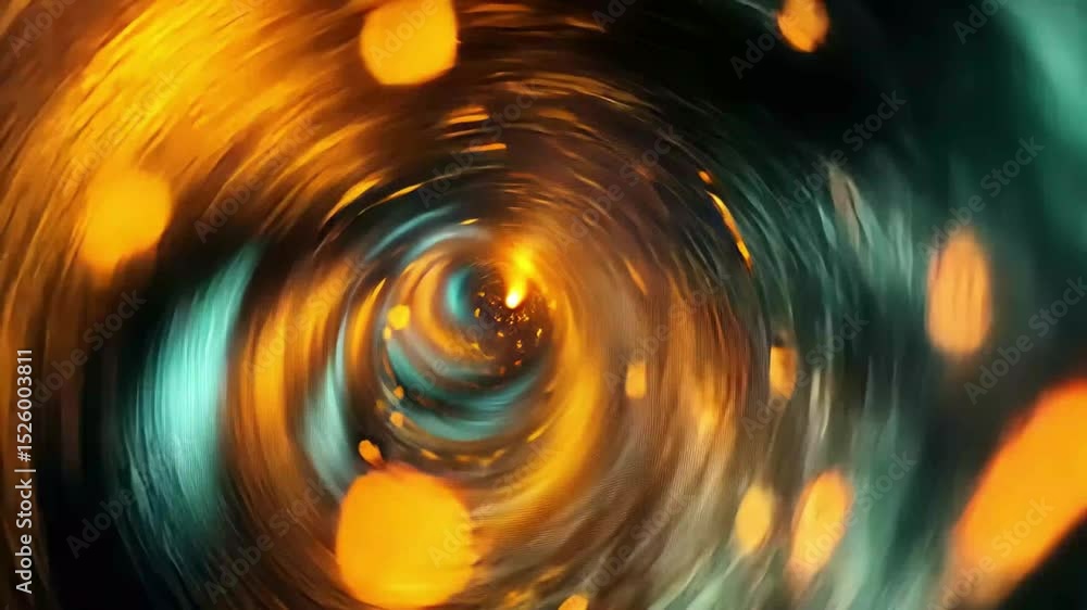 Poster bokeh circles create a mesmerizing abstract background of orange and blue hues in a swirling pattern