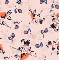 All Over Flower Design Seamless Pattern With Some Texture Digital Print Textile