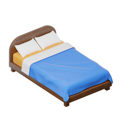 Bed 3D icon with airbnb isometric style