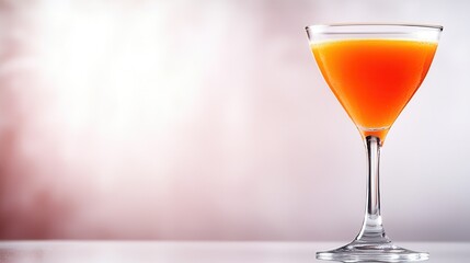 summer concept. Elegant cocktail glass with vibrant orange drink.