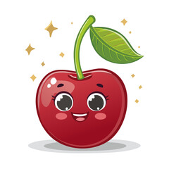 Smiling Cherry Illustration for Children’s Storybook Fun and Friendly Character