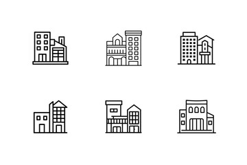  Real Estate and Building Icons – Apartments and Skyscrapers