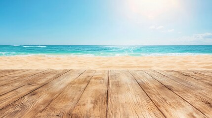 summer concept. Serene beach view with calm waves and clear blue skies.