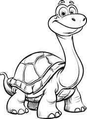 Tortoise Character Outline Design: Simple & Cute Line Art for Mascots, Adobe Illustrator Artwork