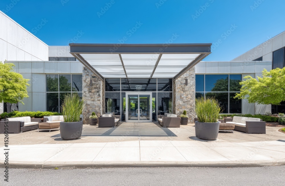 Poster building entrance with modern architecture design