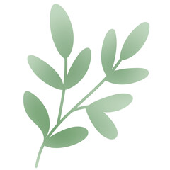 Gradient Green Leaves PNG - Shaded Botanical Clipart