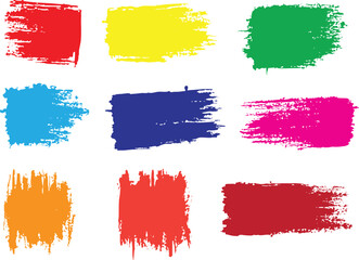 Colorful paint strokes. Set of colorful brush strokes, lines, Brush stain. Rectangle brush collection.