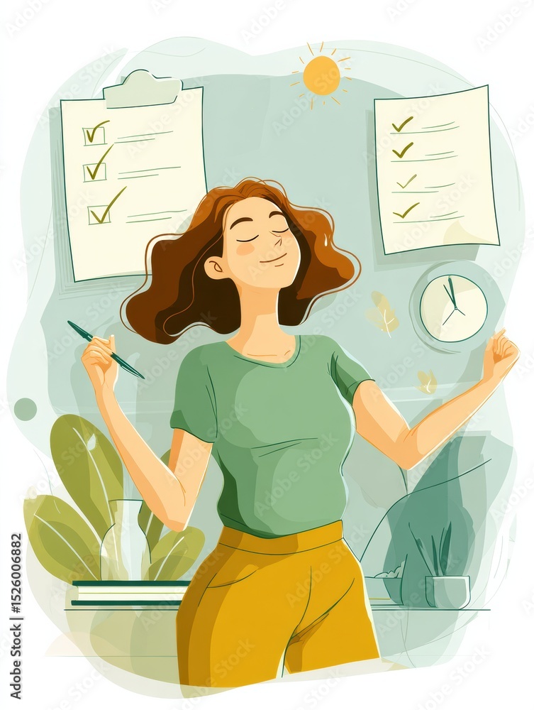 Poster checklist infographic illustrating small wins that enhance daily wellness for better mental and phys