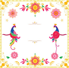 Obraz premium floral frame with birds Raksha Bandhan