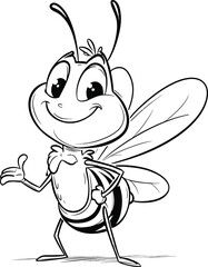 Fototapeta premium Bee Character Outline Design: Cute & Creative Bee Sketches and Vector Mascot Ideas for Artists and Brands