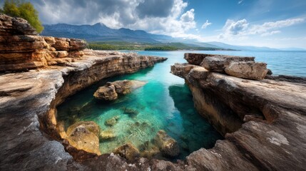 Fototapeta premium Stunning coastal cove with turquoise water