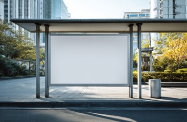 Bus stop shelter with blank advertisement