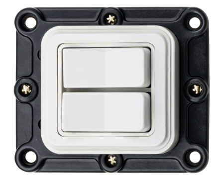Double light switch panel for convenient electrical control on a transparent background