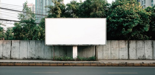 Blank billboard on city street for advertising