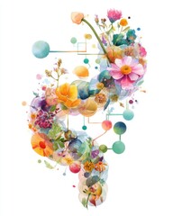 Whimsical Watercolor Floral Abstract with Pastel Colors and Organic Lines