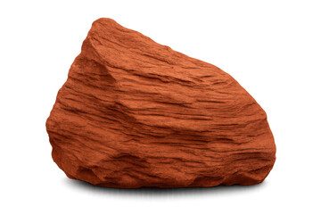 Raw, textured red rock isolated on transparent background, ideal for geology, nature, or landscape design projects