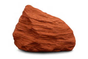 Raw, textured red rock isolated on transparent background, ideal for geology, nature, or landscape design projects