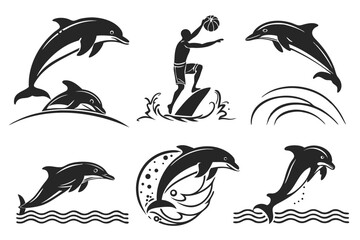 Naklejka premium set of dolphins