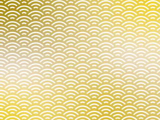 青海波　金色系のグラデーション　背景　イラスト