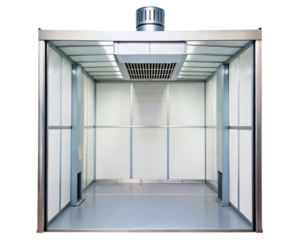 Modern cleanroom with controlled air flow for sterile environments on a transparent background