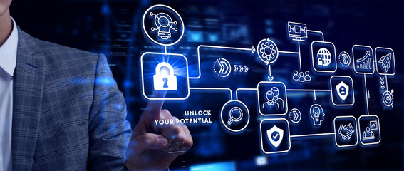 Cyber security data protection business technology privacy concept. Unlock your potential