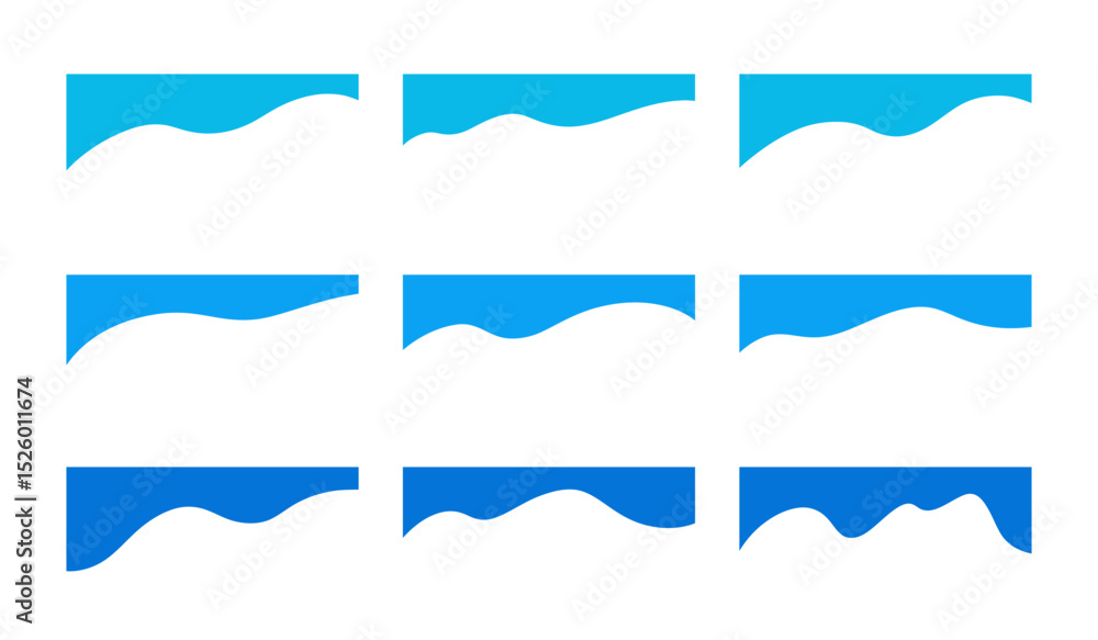 Poster wavy blue abstract graphic separation elements for banner, web page, background, vector, flat design