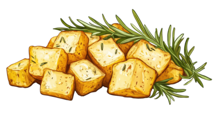 Roasted cubed potatoes with rosemary