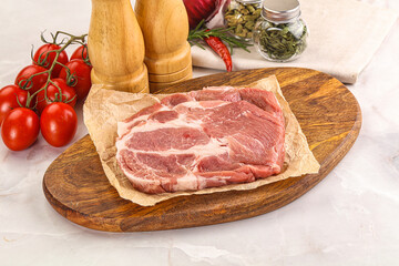 Raw pork neck steak sirloin