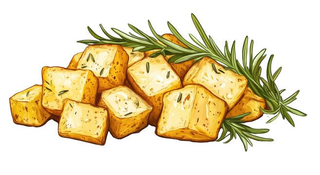 Roasted cubed potatoes with rosemary - Powered by Adobe