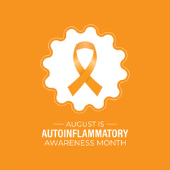 August is Autoinflammatory Awareness Month. Unite for a Cure. Creating for web banner, cards, prints, social media, poster, flyer and background design template. Realistic Ribbon. Vector illustration.