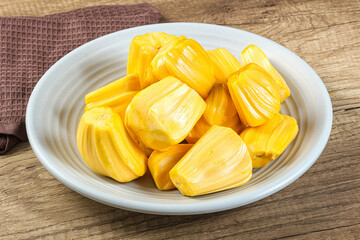 Raw ripe yellow jackfruit segment