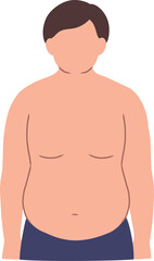 Fototapeta premium 肥満男性の主線なしイラスト素材