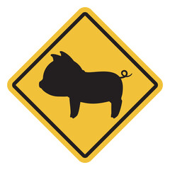 ブタ注意の標識イラスト