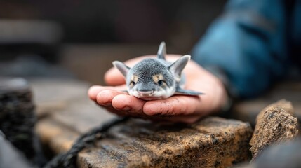 Tiny shark held in hand
