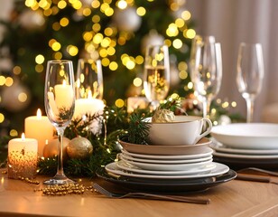 Festive Christmas dinner table